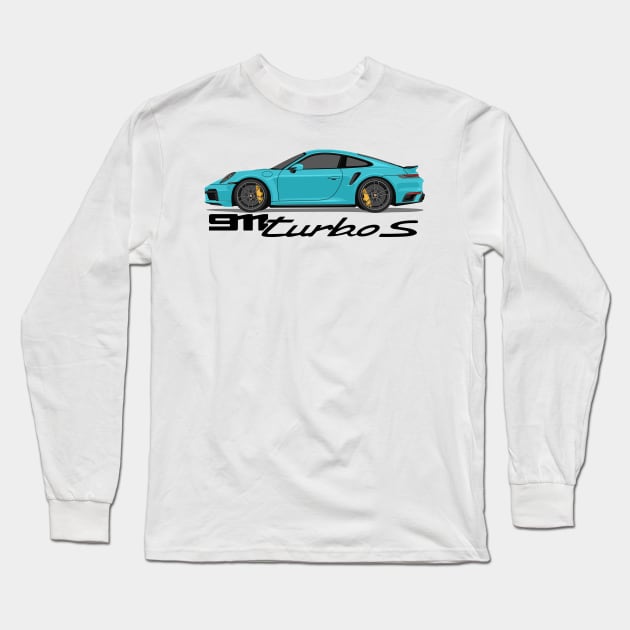 supercar 911 turbo s 992 aqua Long Sleeve T-Shirt by creative.z